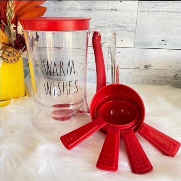 Rae Dunn WARM WISHES Batter Dispenser & Measurement Cups Set HTF - Picture 2 of 7